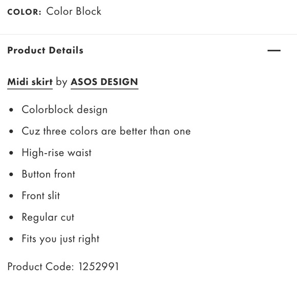 ASOS Color block midi skirt NWT - Picture 8 of 12